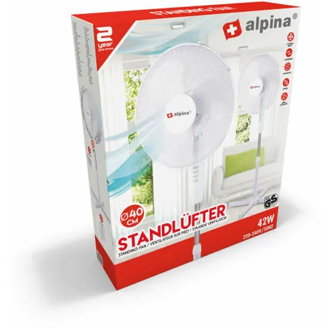 Ventilateur Sur Pied Diamètre De 40 Cm Alpina 3 Vitesses Blanc 1 Ventilateur Sur Pied Diamètre De 40 Cm Alpina 3 Vitesses Blanc