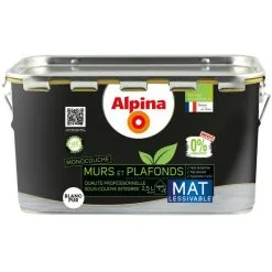 Alpina 0% Conservateur Mur Plaf Monocouche Mat 2L5 Blanc