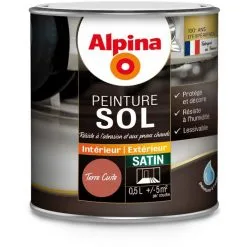 Alpina Peinture Sol - Intérieur & Extérieur - Satin - 0,5L | Couleur: Terre Cuite (Alpina) - Terre Cuite (Alpina)
