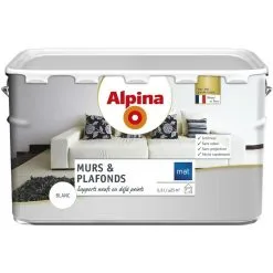 ALPINA Murs Et Plafonds Acrylique Mat Blanc 10L