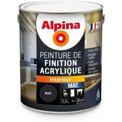 Peinture Alpina Acrylique 2,5L Mat | Finition: Mat - Couleur: Noir