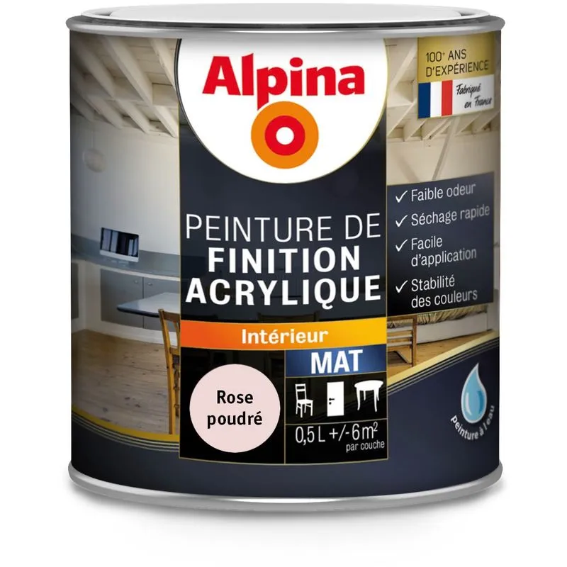 Alpina Peinture De Finition Acrylique - Intérieur - Mat - 0,5L | Finition: Mat - Couleur: Rose Poudré - Rose Poudré 1 Alpina Peinture De Finition Acrylique - Intérieur - Mat - 0,5L | Finition: Mat - Couleur: Rose Poudré - Rose Poudré